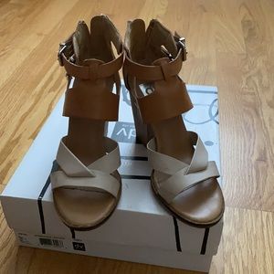 DV buckle leather block heels